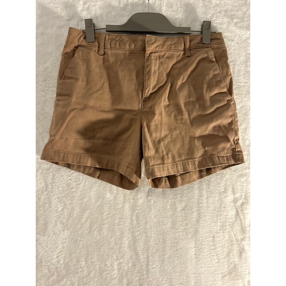 Banana Republic Women 8‎ Tan Chino Shorts Mid Rise Cotton Blend Khaki 4in Inseam